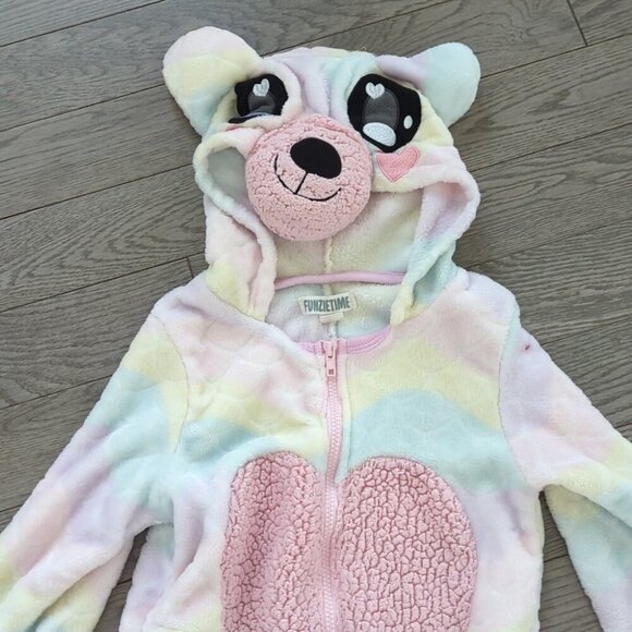 Onzie Kids Pastel Bear Footie Cozy Pajamas Lounge Wear Sz 7-8 Excellent Conditio - Picture 5 of 5